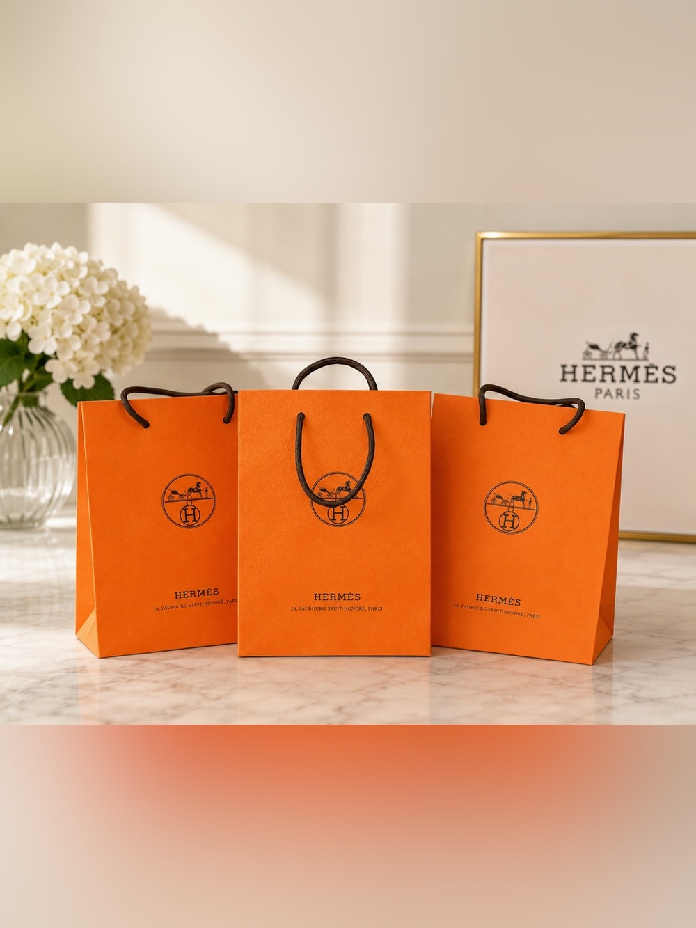 • Hermès • Orange Small Shopping Bags